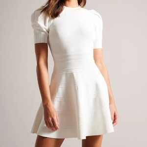 NWT - Ted Baker Puff Sleeve Dress, White
